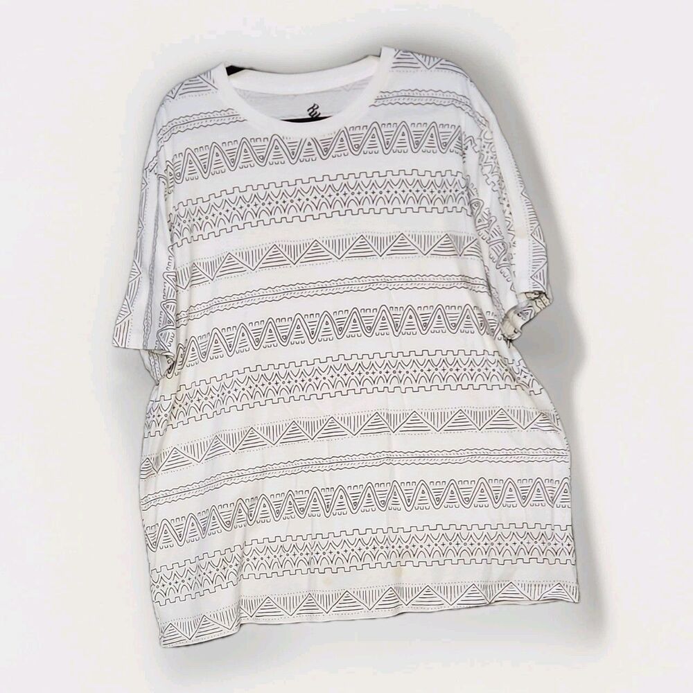 Rocawear Classic Men’s Big & Tall 2XL White/Black Geometric Crew Tee